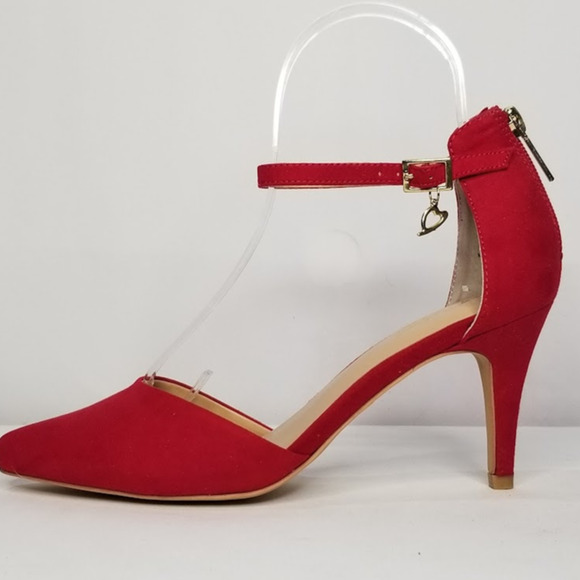 Thalia Sodi Vanesssa Pointed-Toe Pumps With Charm Detail Size 7 Red/ Gold NWT - Picture 4 of 8